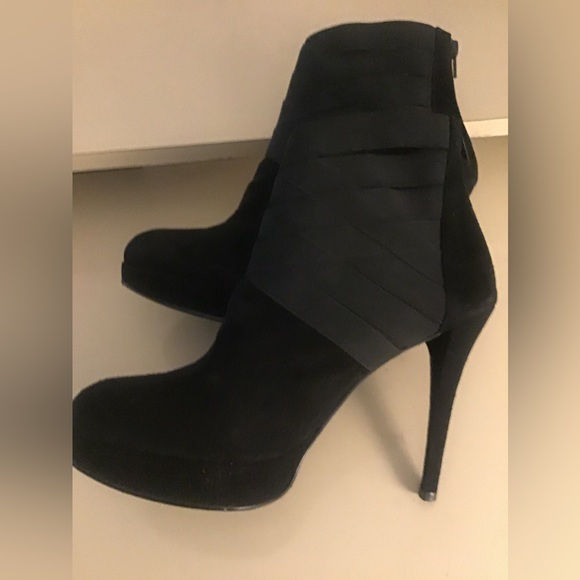 Stuart Weitzman women black suede platform heel boots US 10 - Picture 4 of 10